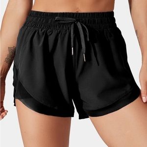 NWT Halara black mesh layered shorts size L